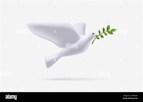 3d Illustration Of Isolated Dove And Olive Branch Symbol Of Peace