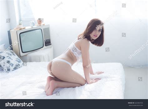 Sexy Beautiful Asian Woman White Lingerie Stock Photo 622464725 Shutterstock