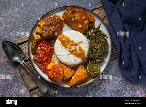 Famous Traditional Indonesian Food Nasi Padang Stock Photo Alamy