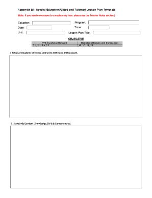 Fillable Online Appendix E Special Education Gifted And Talented