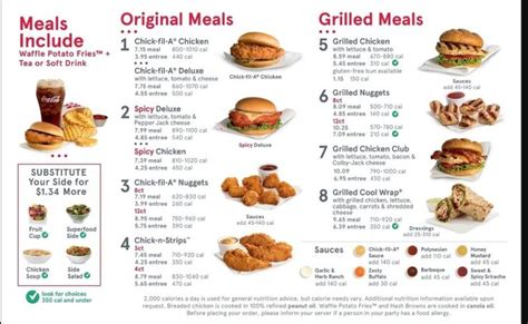 Chick Fil A Menu Canada Updated Prices Chick Fil A Chicken