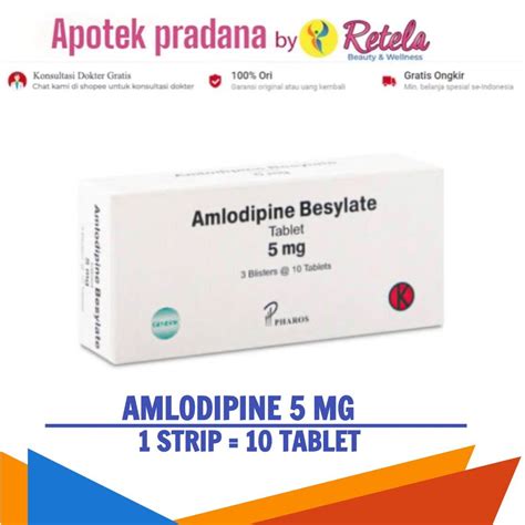 Jual AMLODIPINE 5MG OGB 1 STRIP 10 TABLET GEN PI Shopee Indonesia