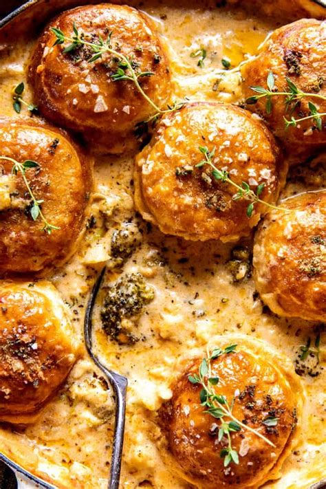 Creamy Broccoli Cheddar Casserole With Garlic Butter Pretzels Half