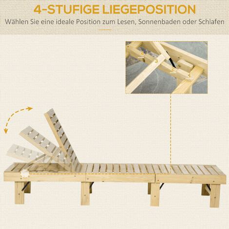 Outsunny 4 Stufen Gartenliege Sonnenliege Liegestuhl Gartenmöbel Garten