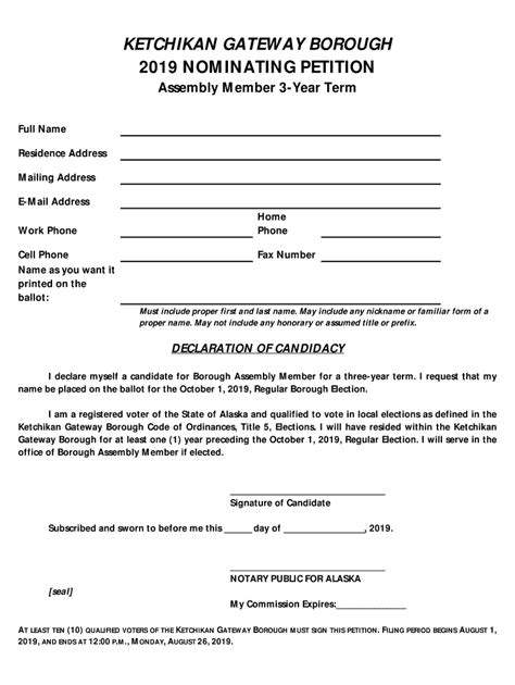 Fillable Online Declaration Of Candidacy And Nominating Petition For