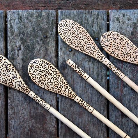 Wood Burned Wooden Spoon Etsy