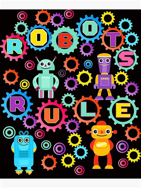 Robots Rule Vintage Retro Robot Toy Robotics Engineering Poster For