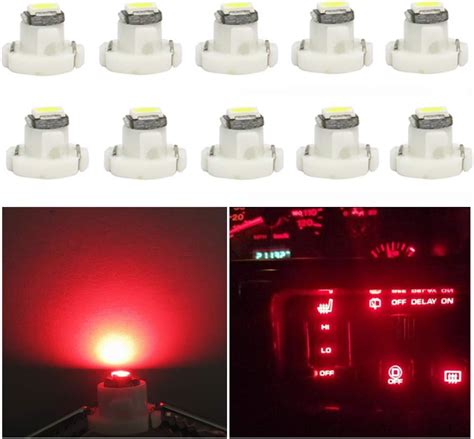 WLJH 10x Red T4 2 Neo Wedge Led 3030 Chip 10mm Base Replacement