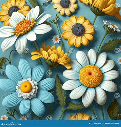 Beautiful Sunflowers And Daisy Floral Pattern Background Stock Illustration Illustration Of