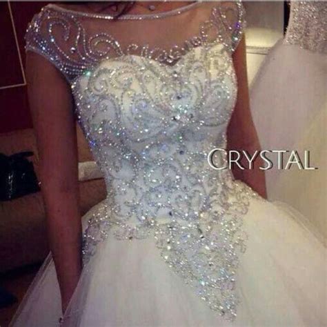 Ball Gown Wedding Dresses 2016 Luxurious Crystal Sequins Tulle