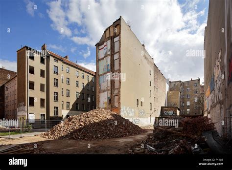 Berlin Germany Partial Demolition Of An Old Building In The