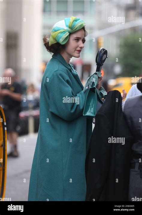 New York Ny 08162019 Rachel Brosnahan And Alex Borstein Filming A Scene On The Set Of