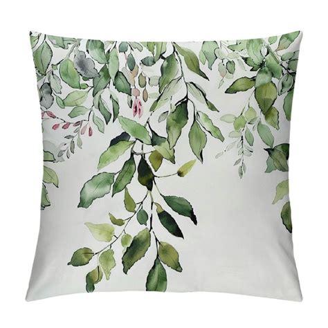 Fenyluxe Spring Sage Green Pillow Covers For Watercolor Eucalyptus