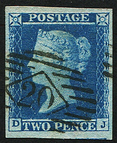 2d Pl 4 DJ VFU Crisp Neat London 20 Numeral Embassy Philatelists