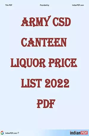 PDF Army CSD Canteen Liquor Price List 2022