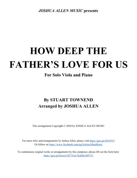 How Deep The Fathers Love For Us Arr Joshua Allen Sheet Music