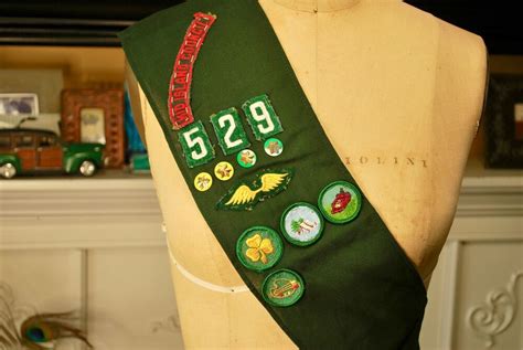 Vintage Girl Scout Sashes Both With Patches Pins In Girl