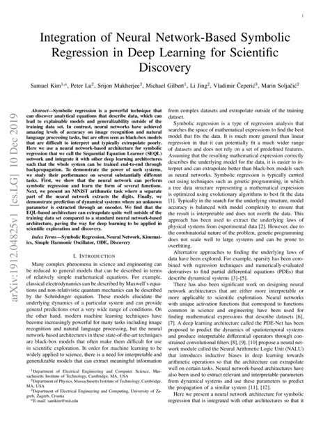 Integration Of Neural Network Based Symbolic Regression In Deep