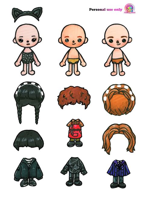 Netflix Wednesday Addams Toca Boca Paper Dolls