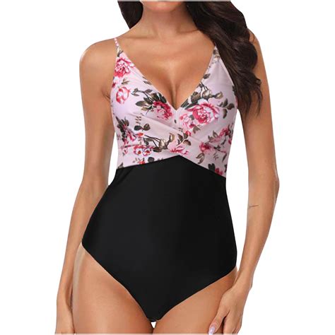 Wreesh Womens One Piece Swimsuits New Printed Swimsuit With Micro