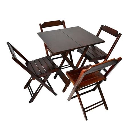 Conjunto De Mesa Dobr Vel Cadeiras De Madeira X Ideal Para