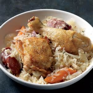 Sauerkraut With Chicken Leg Quarters And Sausages Recipe Martha Stewart