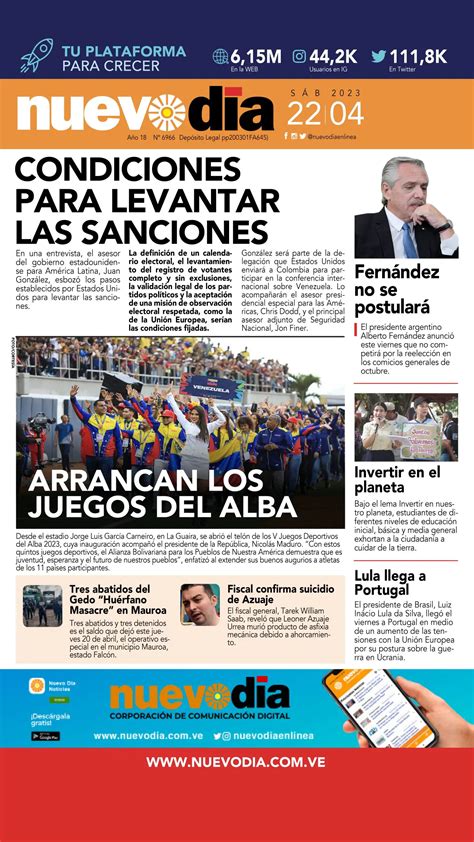 Portada S Bado De Abril De Nuevo D A