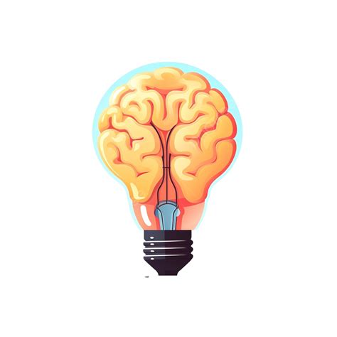 Brain In Light Bulb Flat Illustration Brain Icon Idea PNG