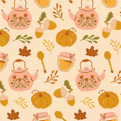 Premium Vector Autumn Hygge Cozy Seamless Pattern