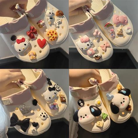 Sanrio Hellokitty Shoe Set Anime Kawaii Kuromi Cinnamoroll Crocodile