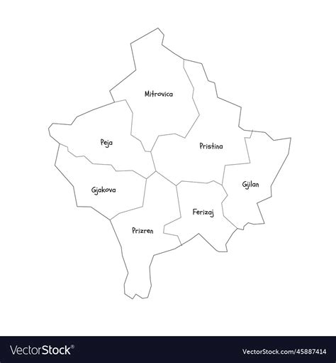 Kosovo Political Map Of Administrative Divisions Vector Image