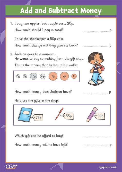 Addition And Subtraction Money Problems Foundation Year 2 CGP