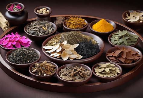 Assortment Of Traditional Chinese Herbal Medicines With Blank Copy