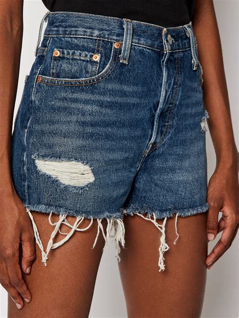 Levi S Short En Jean High Waisted Bleu Marine Regular