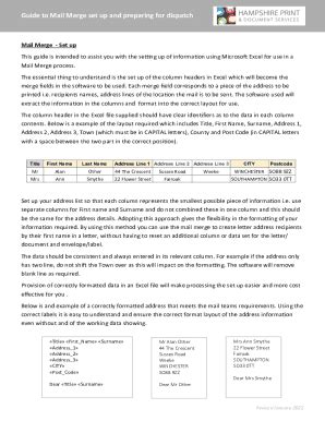Fillable Online Guide To Mail Merge Set Up And Preparing For Dispatch
