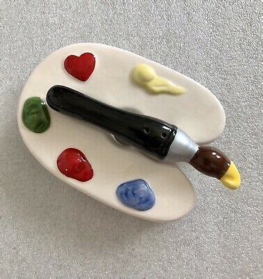 James Bregenzer Vintage Artist Palette And Paintbrush Salt And Pepper