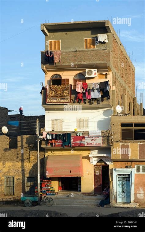 Row Of Traditional Brick Style Houses Luxor Egypt Africa Stock Photo