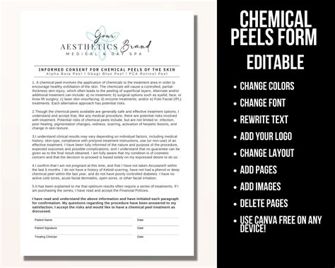 Chemical Peels Consent Form Chemical Peels Document Skin Etsy