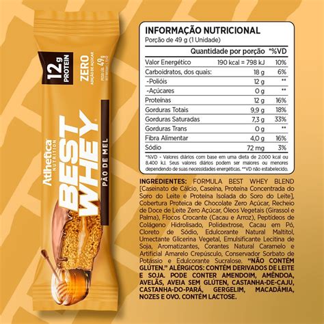 Best Whey Bar 12g Pão De Mel Cx 12un De 49g Atlhetica Loja Pro Fitness