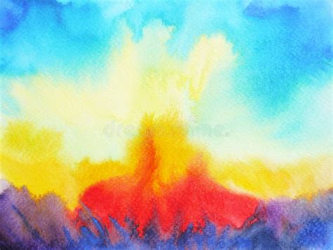 Abstract Fire Splash Power Watercolor Painting Hand Drawing Stock Illustration - Illustration of ...