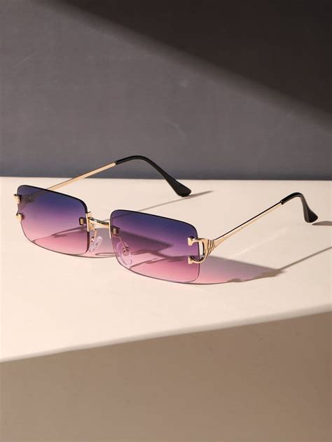 Ombre Lens Square Rimless Fashion Glasses In Glasses Fashion