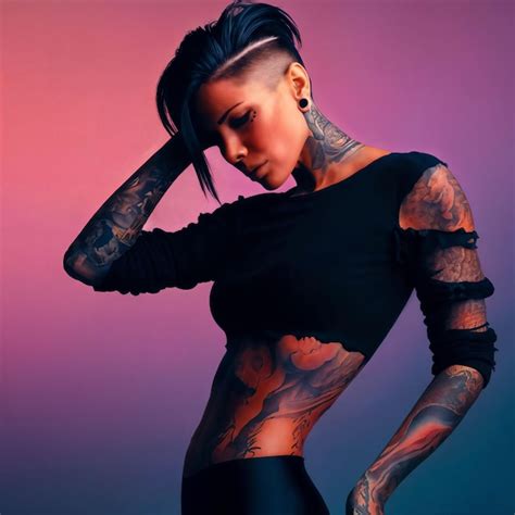 Premium Photo | Photo of woman as a leader gang member with undercut ...
