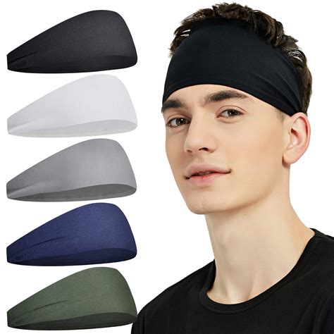 Pilamor Sports Headbands For Men 5 Pack Moisture Wicking Workout