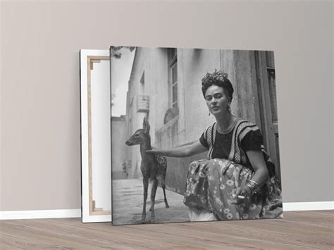 Fine Art Canva Of Frida Kahlo And Her Pet Deer Granizo 1939 Monkeys