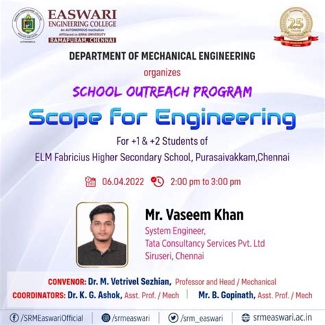 School Outreach Program On Scope For Engineering SRM Easwari