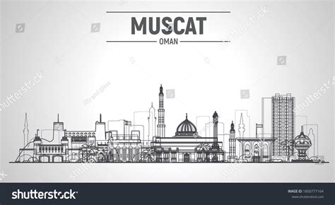 Muscat Oman Line City Skyline Stroke Stock Vector (Royalty Free) 1850777164