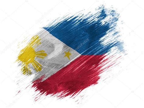 Philippine Flag Painted With Brush On White Background Stock Photo