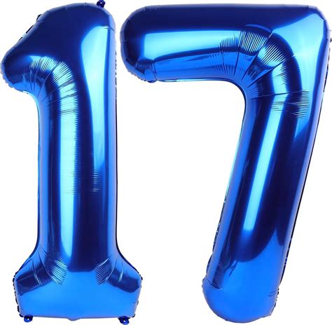 Amazon.com: Navy Blue Number 17 Balloon 40 inch, 17 Number Balloon, 17th Navy Blue Birthday ...