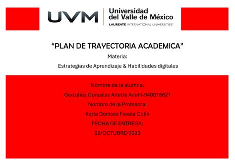 ACTIVIDAD 8 ESTRAEGIAS PLAN DE TRAYECTORIA ACADEMICA Materia