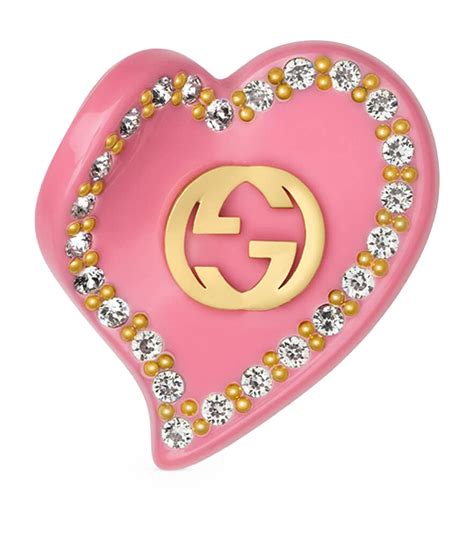 Womens Gucci Pink Interlocking G Heart Hair Clip Harrods UK